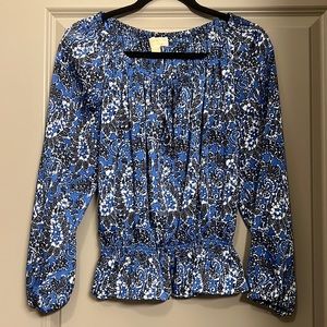 Michael Kors Blue Paisley Top EUC